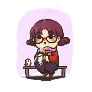 立冬手绘风吃红薯