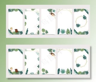 可爱的社交背景媒体.set关于丛林，狩猎，动物的模板故事