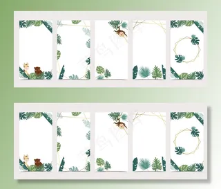 可爱的社交背景媒体.set关于丛林，狩猎，动物的模板故事