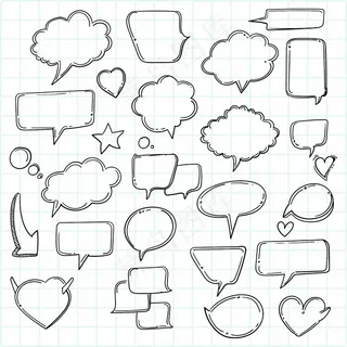 手绘卡通思维形状集草图