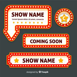 平面复古剧院标志集