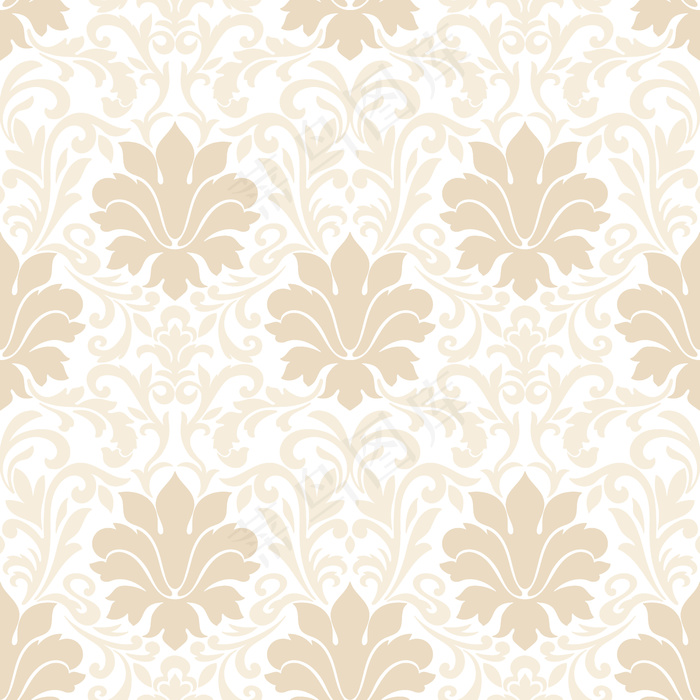 锦缎无缝图案。古典奢华的老式锦缎装饰，皇家维多利亚无缝纹理壁纸，纺织品，包装。