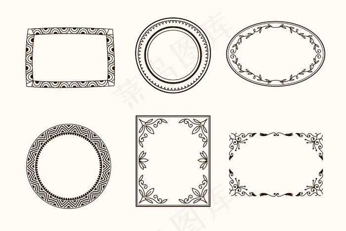 方形和圆形装饰框组