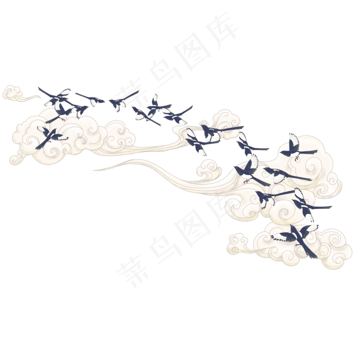 水彩风七夕喜鹊