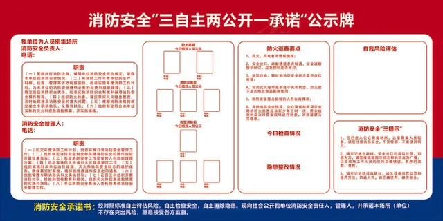 消防安全三自主两公开一承诺公示牌 消防安全三自主两公开一承诺公示牌