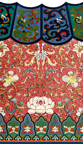 装饰中式古典红绿精致装饰底纹,免抠元素