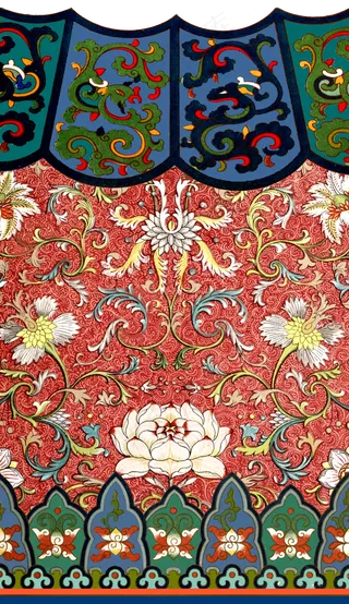 装饰中式古典红绿精致装饰底纹,免抠元素