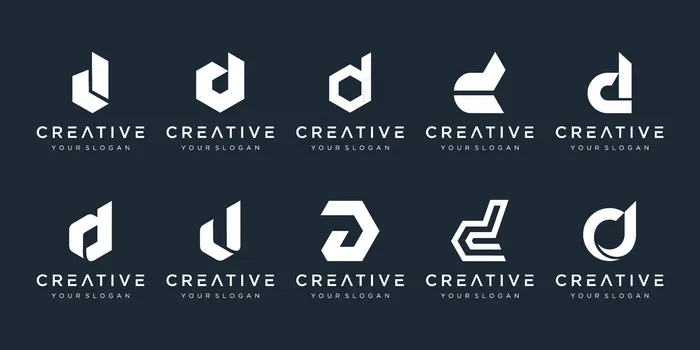 一套创意花押字母d标志设计模板。该标志可用于建筑公司。eps,ai矢量模版下载
