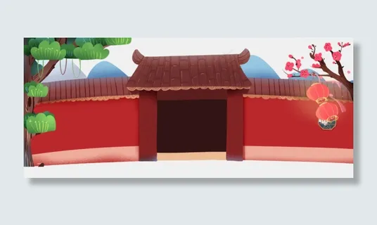 中国风古风建筑红墙松树 中国风古风建筑红墙松树