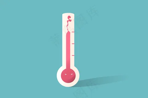 蓝色背景上的温度计图标图示 蓝色背景上的温度计图标图示