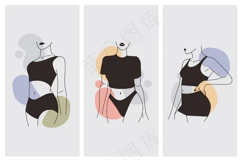 优雅线条艺术风格的女性