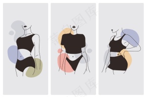 优雅线条艺术风格的女性