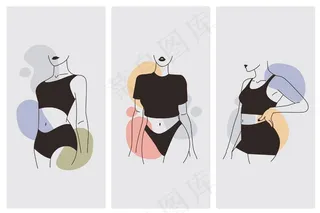 优雅线条艺术风格的女性