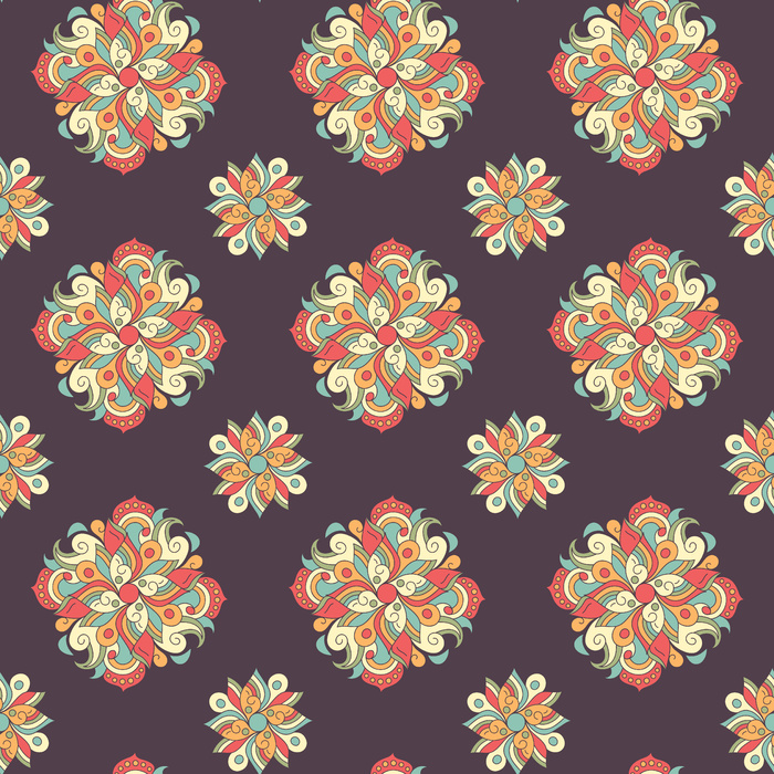 无缝手绘图案与民族装饰部落元素