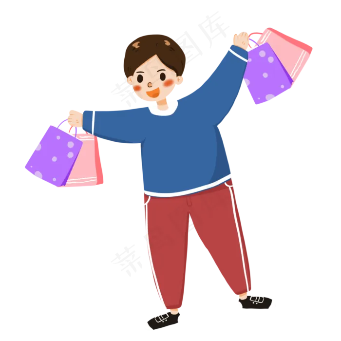 卡通双十一购物人物(2000X2000(DPI:132))psd模版下载