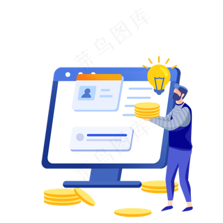 网上赚钱的男孩免抠图