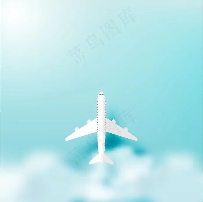 带有海洋背景矢量插图的天空平面eps,ai矢量模版下载