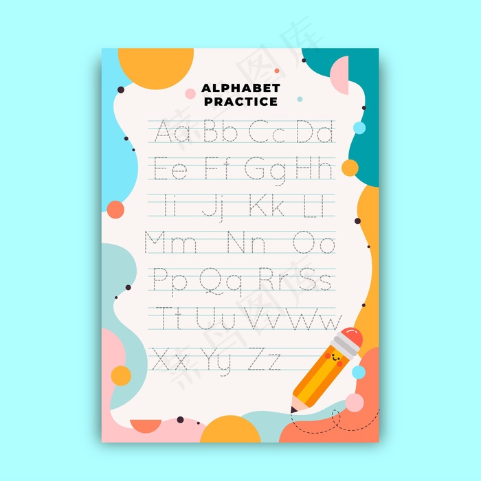 儿童字母追踪工作表eps,ai矢量模版下载