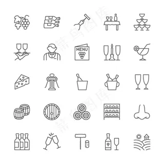 葡萄酒系列图标集