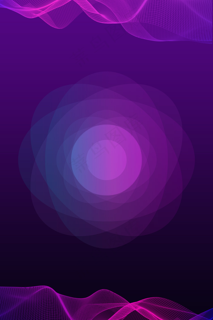 科技花朵渐变紫色海报背景