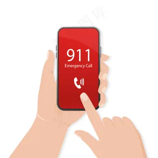 正在呼叫。移动电话。手指触摸屏。急救。呼叫屏幕智能手机。移动设备。
