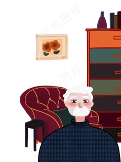重阳节老爷爷手绘图