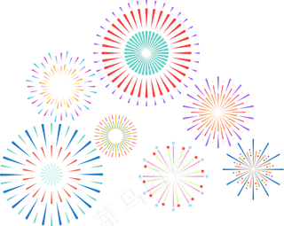 扁平撞色烟花