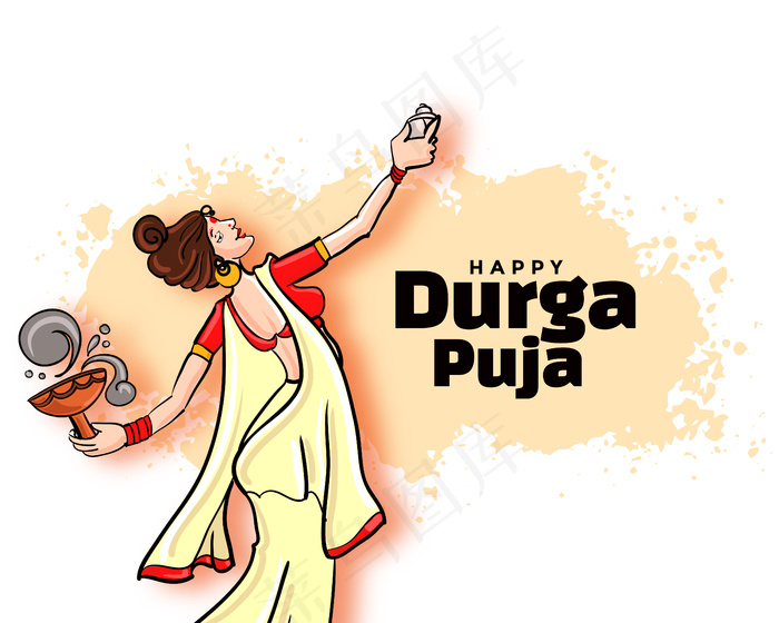快乐durga pooja navratri节日卡设计eps,ai矢量模版下载