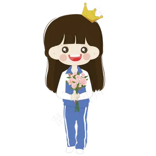 教师节校服女孩送花