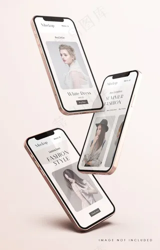 红色和金色手机屏幕实物模型样机与手机app移动应用程序app演示模板