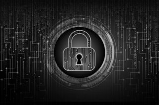 数字背景上的封闭式挂锁，网络安全