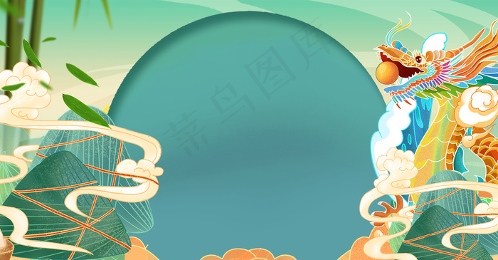 端午节龙舟国风创意背景合成