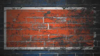 背景色为蓝色和橙色的砖墙