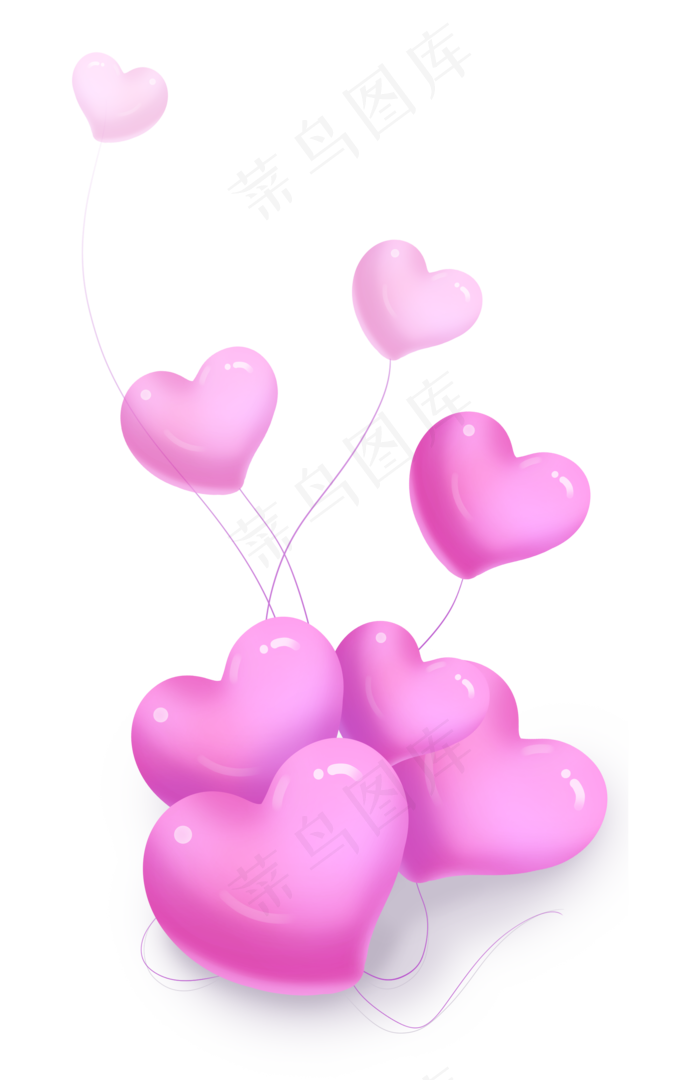 七夕情人节唯美蓝紫渐变爱心组合