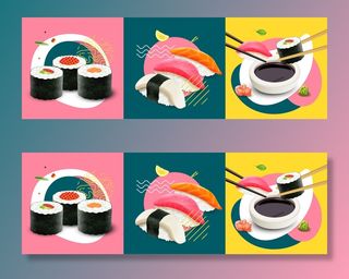 逼真的新鲜寿司设计概念集独立插图