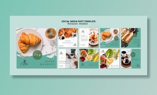 早餐餐厅社交媒体帖子模板