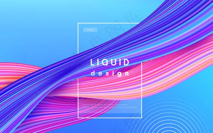 波浪色背景。液体流动绘制三维设计插图。几何动态波浪彩墨艺术概念。eps,ai矢量模版下载
