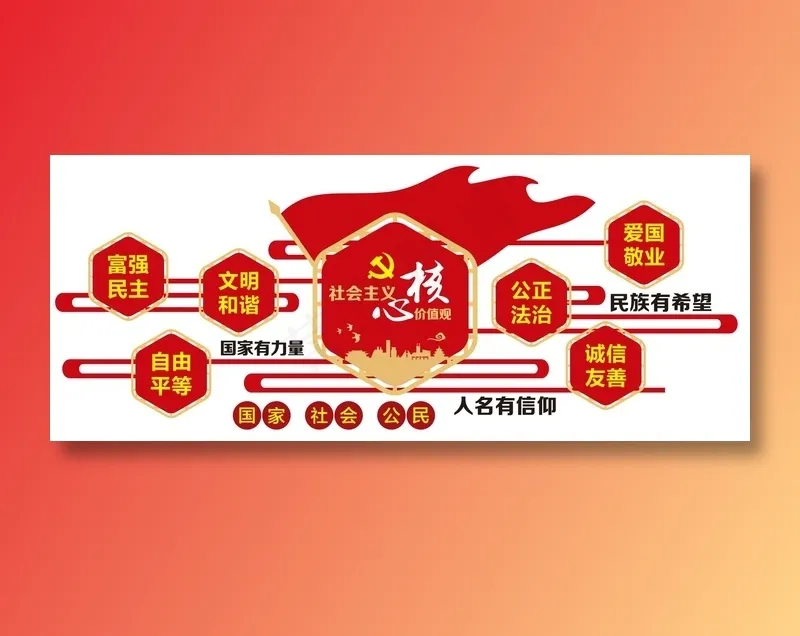 核心价值观 党建造型cdr矢量模版下载