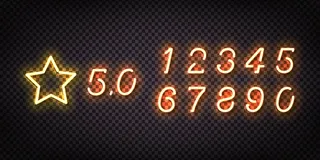 现实的霓虹灯标志的星级和数字