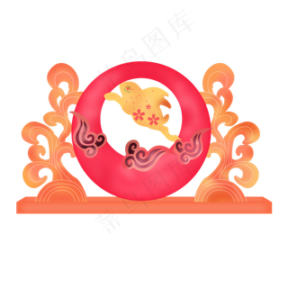 中秋节日玉兔花灯设计元素