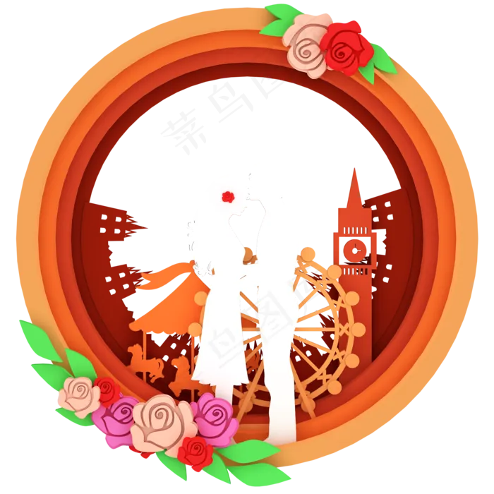 七夕情人节情侣亲吻(2000X2000(DPI:300))psd模版下载