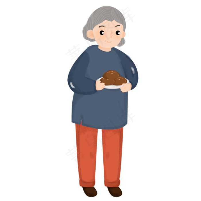 端着重阳糕的老奶奶素材