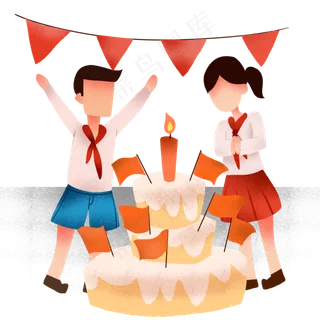 国庆节人物和蛋糕