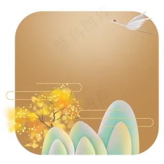 中国风山峰树木提示框