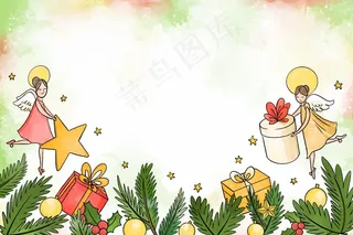 水彩画圣诞背景