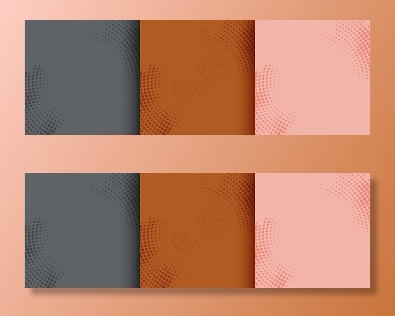 抽象圆形半色调背景三组