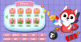 休闲卡通儿童游戏ui商店菜单弹出硬币，黄金，星星，按钮和猫