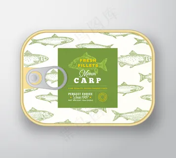 罐头鱼标签模板。