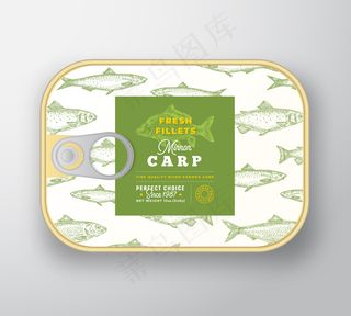 罐头鱼标签模板。