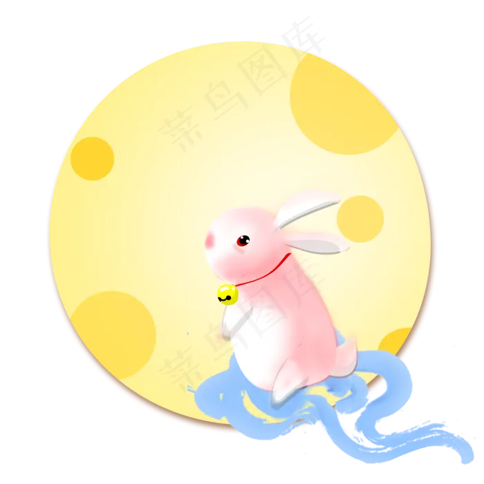 中秋节中秋玉兔手绘元素(3000X3000(DPI:300))psd模版下载